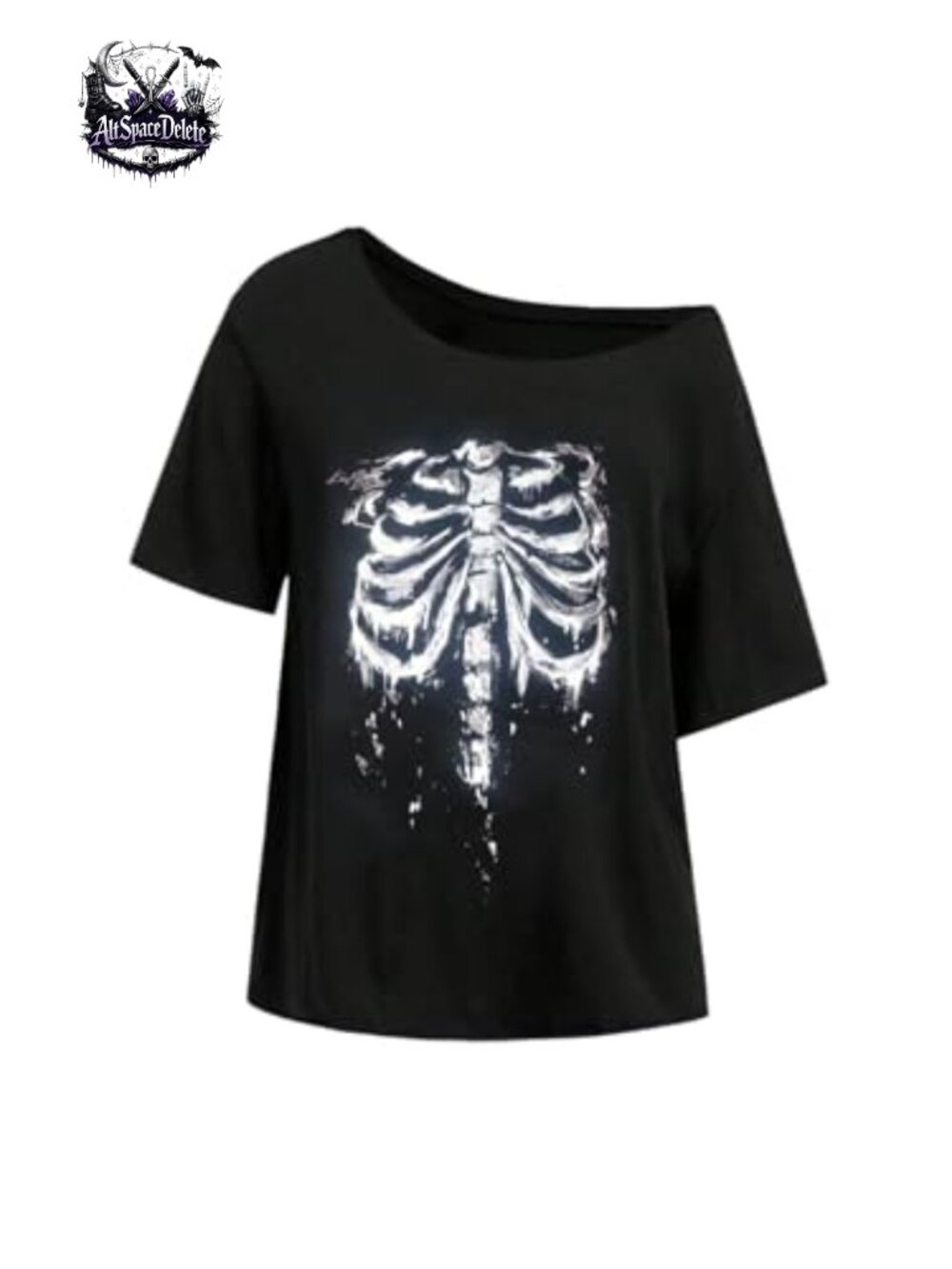 Off Shoulder Y2K Graphic Tee Oversized Short Sleeve T-Shirt